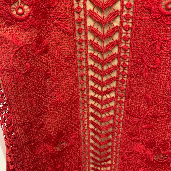 NEW ANTHROPOLOGIE Georgia Lace Dress Red - Picture 6 of 8
